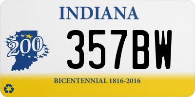 IN license plate 357BW