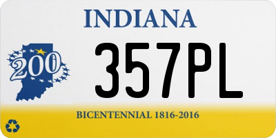 IN license plate 357PL