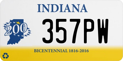 IN license plate 357PW