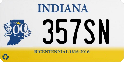 IN license plate 357SN