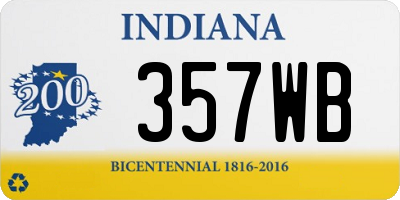 IN license plate 357WB