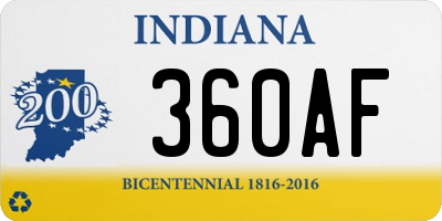 IN license plate 360AF