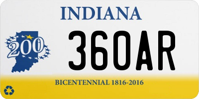 IN license plate 360AR