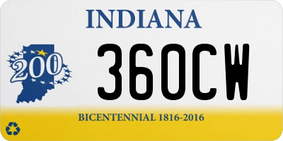 IN license plate 360CW