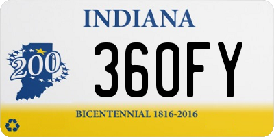 IN license plate 360FY