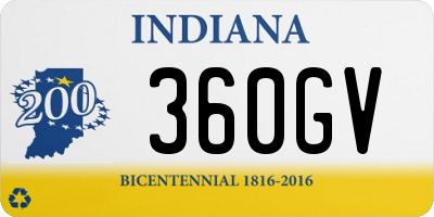 IN license plate 360GV