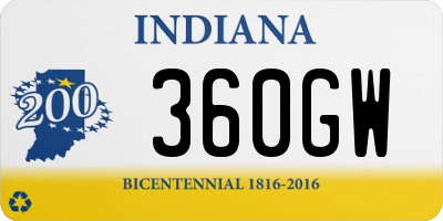 IN license plate 360GW