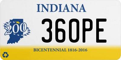 IN license plate 360PE