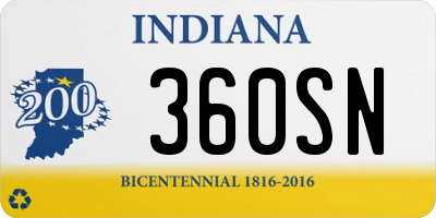 IN license plate 360SN