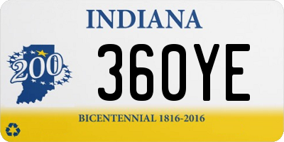 IN license plate 360YE