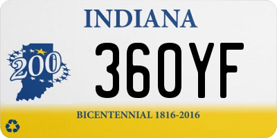 IN license plate 360YF