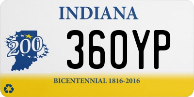 IN license plate 360YP