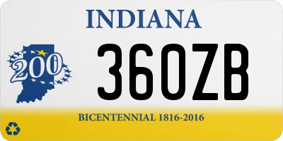 IN license plate 360ZB