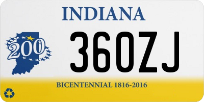 IN license plate 360ZJ