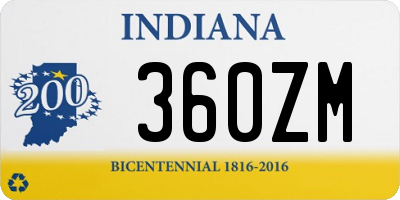 IN license plate 360ZM