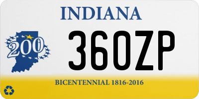 IN license plate 360ZP