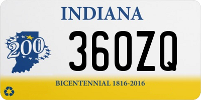 IN license plate 360ZQ