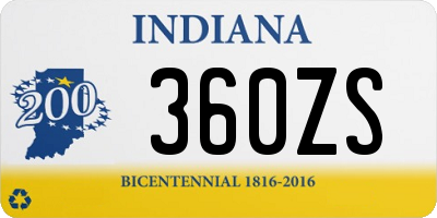 IN license plate 360ZS