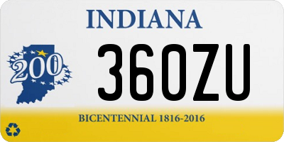 IN license plate 360ZU