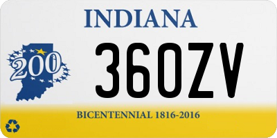 IN license plate 360ZV