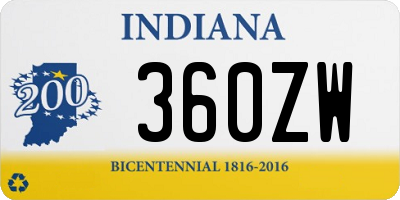 IN license plate 360ZW