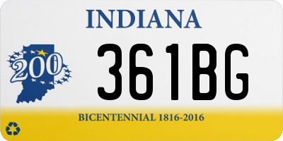 IN license plate 361BG