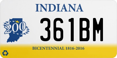 IN license plate 361BM