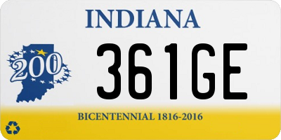 IN license plate 361GE