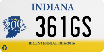 IN license plate 361GS