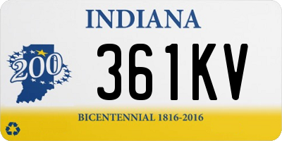 IN license plate 361KV