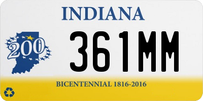 IN license plate 361MM