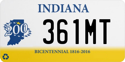 IN license plate 361MT