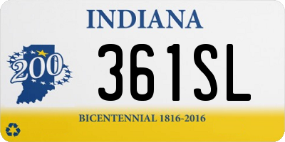 IN license plate 361SL