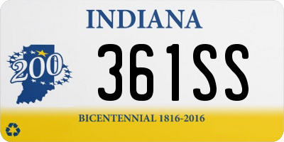 IN license plate 361SS