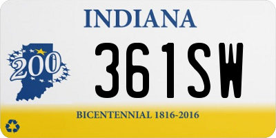 IN license plate 361SW