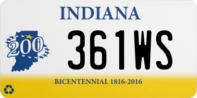 IN license plate 361WS