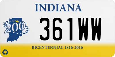 IN license plate 361WW