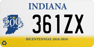 IN license plate 361ZX