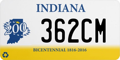 IN license plate 362CM