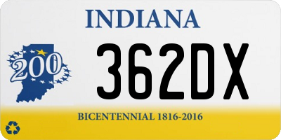 IN license plate 362DX