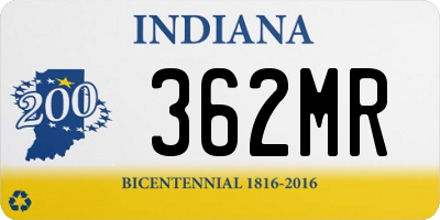 IN license plate 362MR