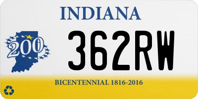 IN license plate 362RW