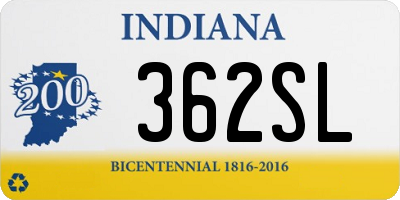 IN license plate 362SL