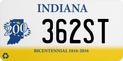 IN license plate 362ST