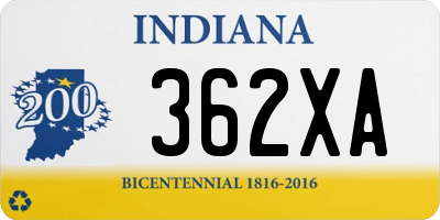 IN license plate 362XA