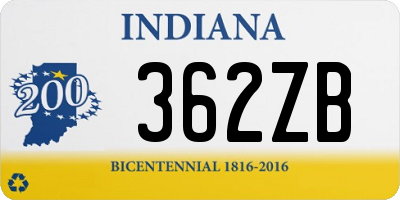 IN license plate 362ZB