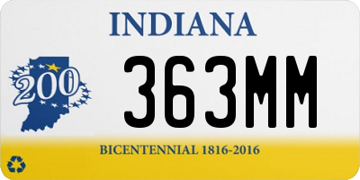 IN license plate 363MM