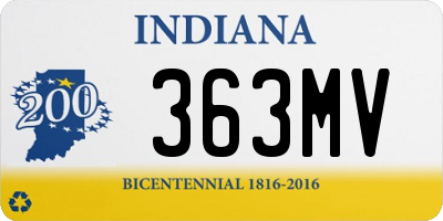 IN license plate 363MV