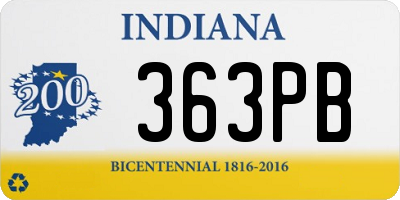 IN license plate 363PB