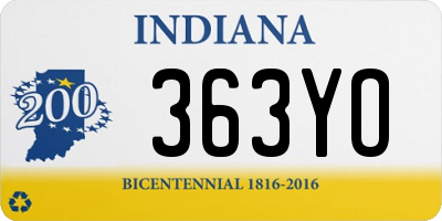 IN license plate 363YO